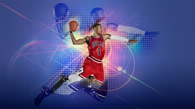 Basketball Player in Action — Blue, Dynamic, Digital Art