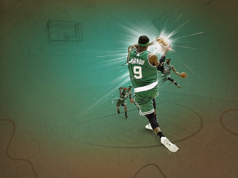Basketball Player in Action — Green, Dynamic, Digital Art