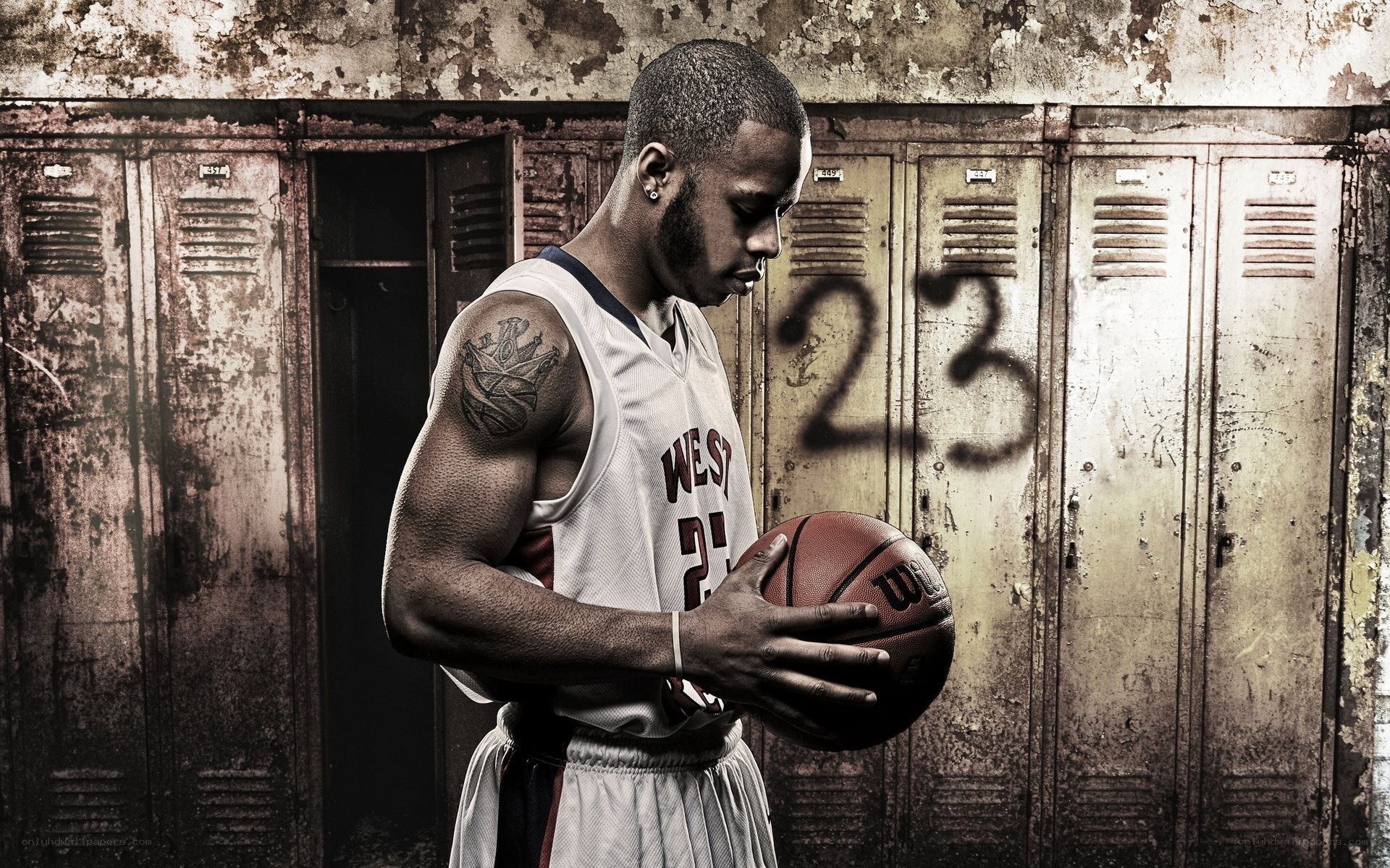basketball player in locker room