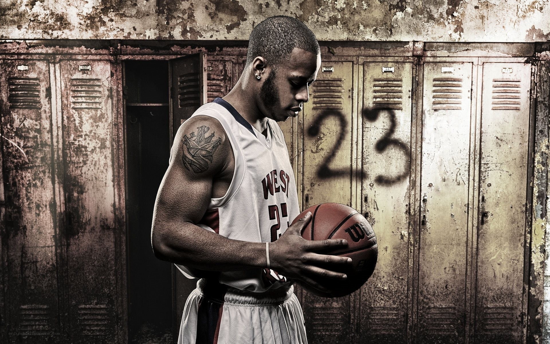 basketball player in locker room