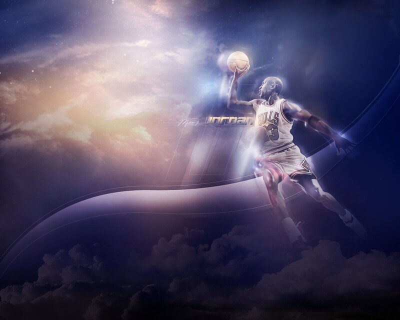 Basketball Player in Mid-air — Blue, Dramatic