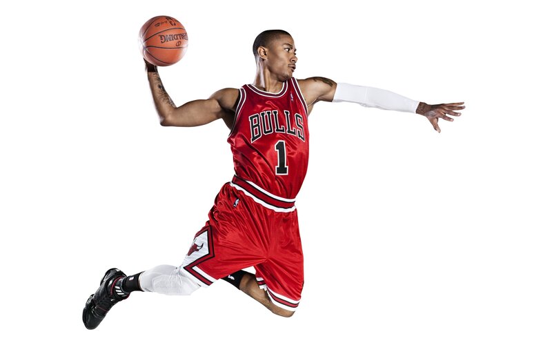 Basketball Player in Mid-air — Red, Dynamic