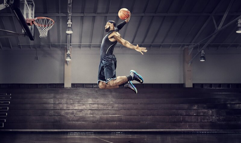 Basketball Player Jumping — Black, Dramatic