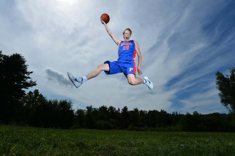 Basketball Player Jumping — Blue, Dynamic
