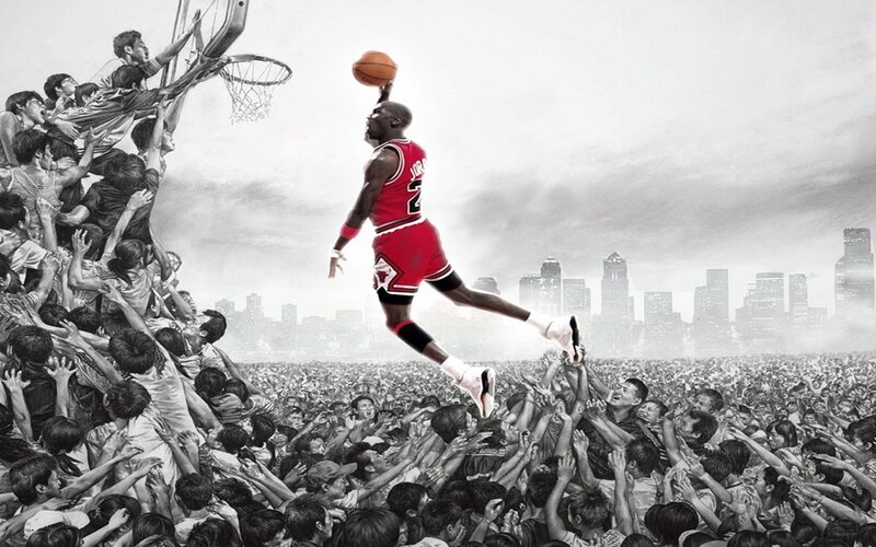 Basketball Player Jumping — Red, Dramatic