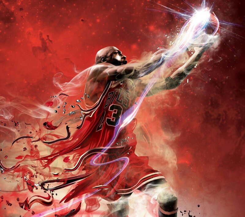 Basketball Player Shooting — Red, Dramatic, Digital Art