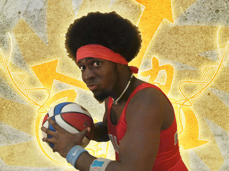 Basketball player with afro hairstyle