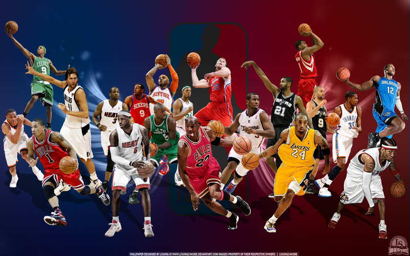 Basketball Players Collage — Blue