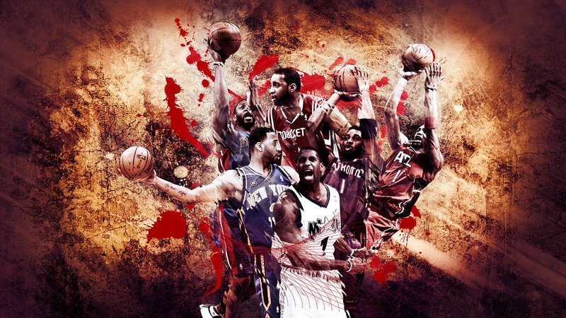 basketball players collage