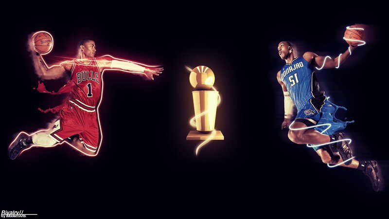 Basketball Players in Action — Black, Dramatic, Night