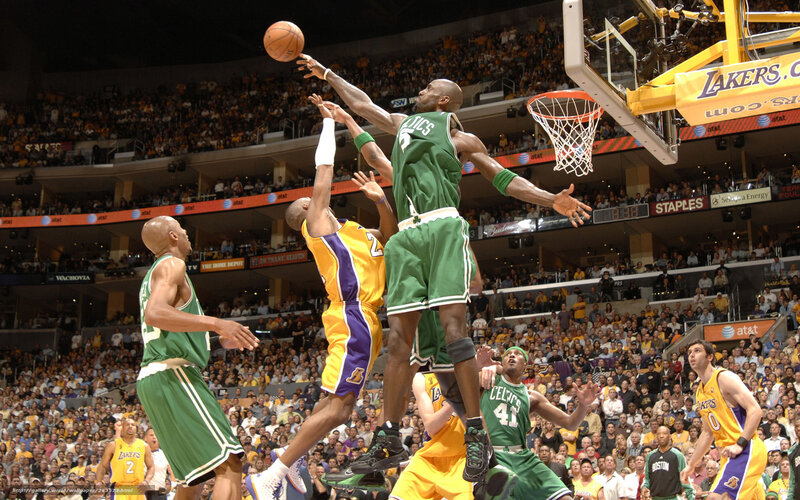 Basketball Players in Action — Green, Intense, Night, Photograph