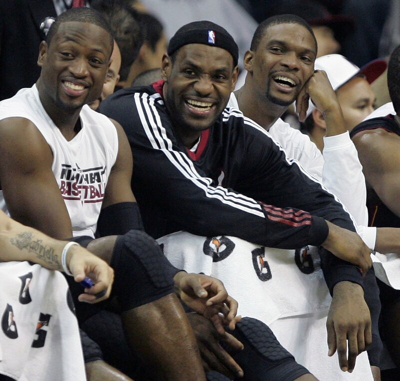 basketball players laughing