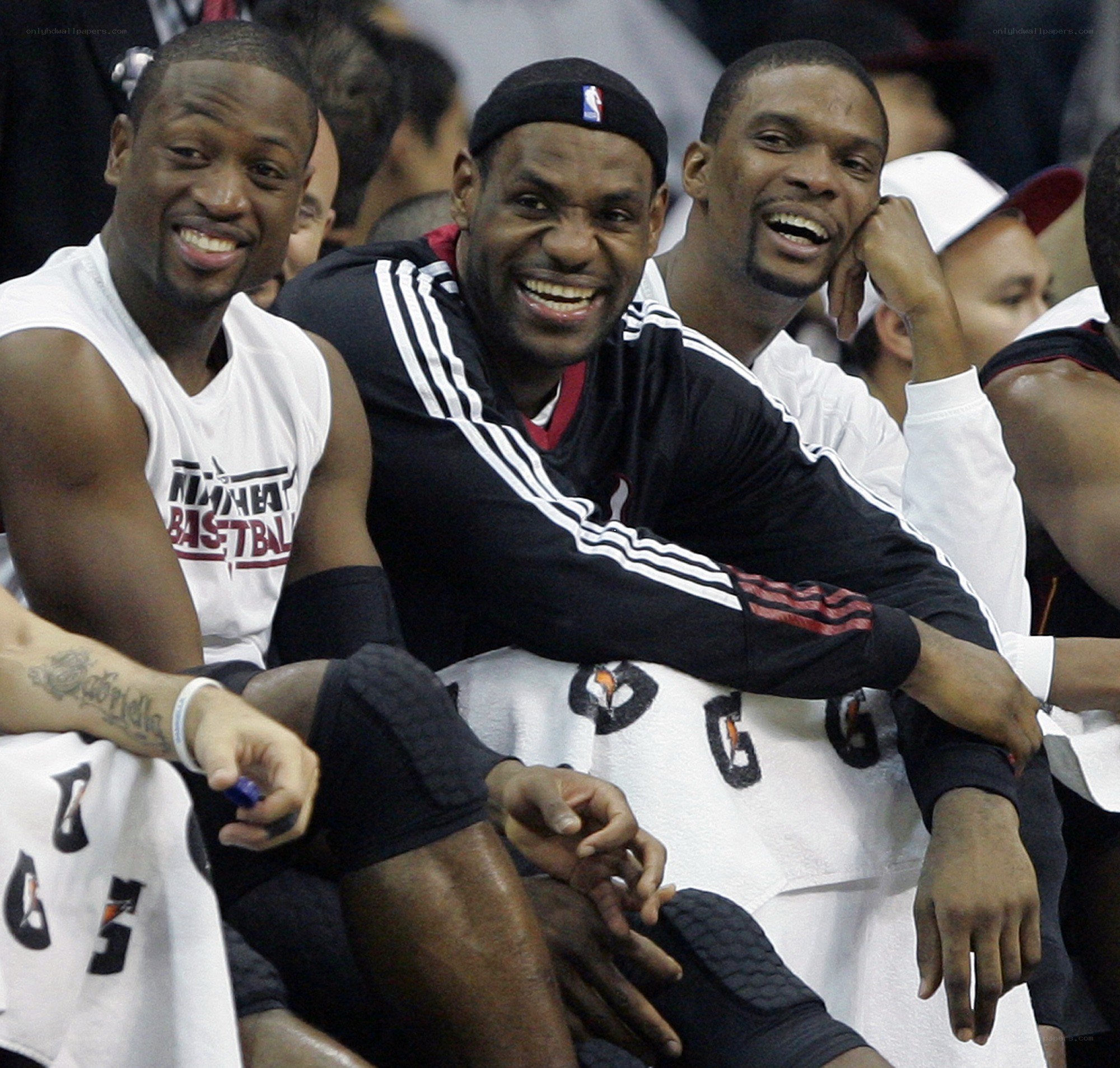 basketball players laughing