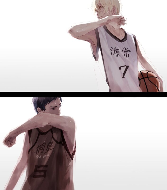 Basketball players wiping sweat
