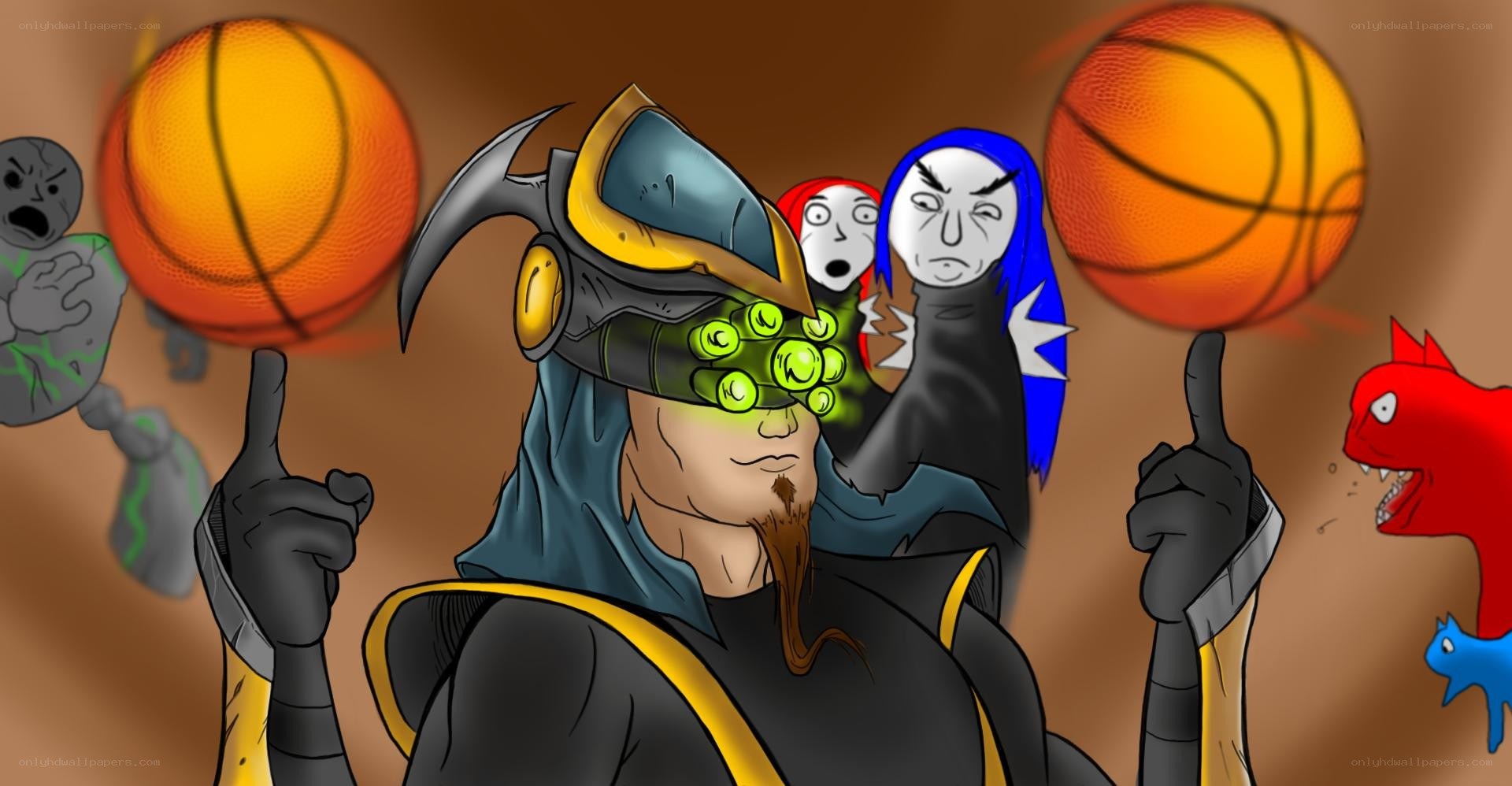 basketball with fantasy characters