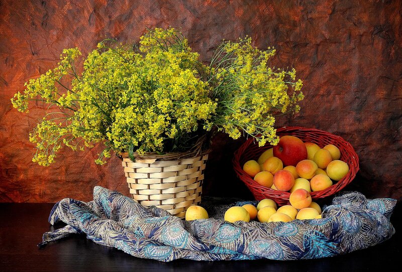 Baskets of Flowers and Fruit