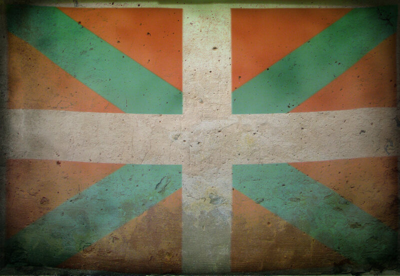 Basque flag on weathered wall
