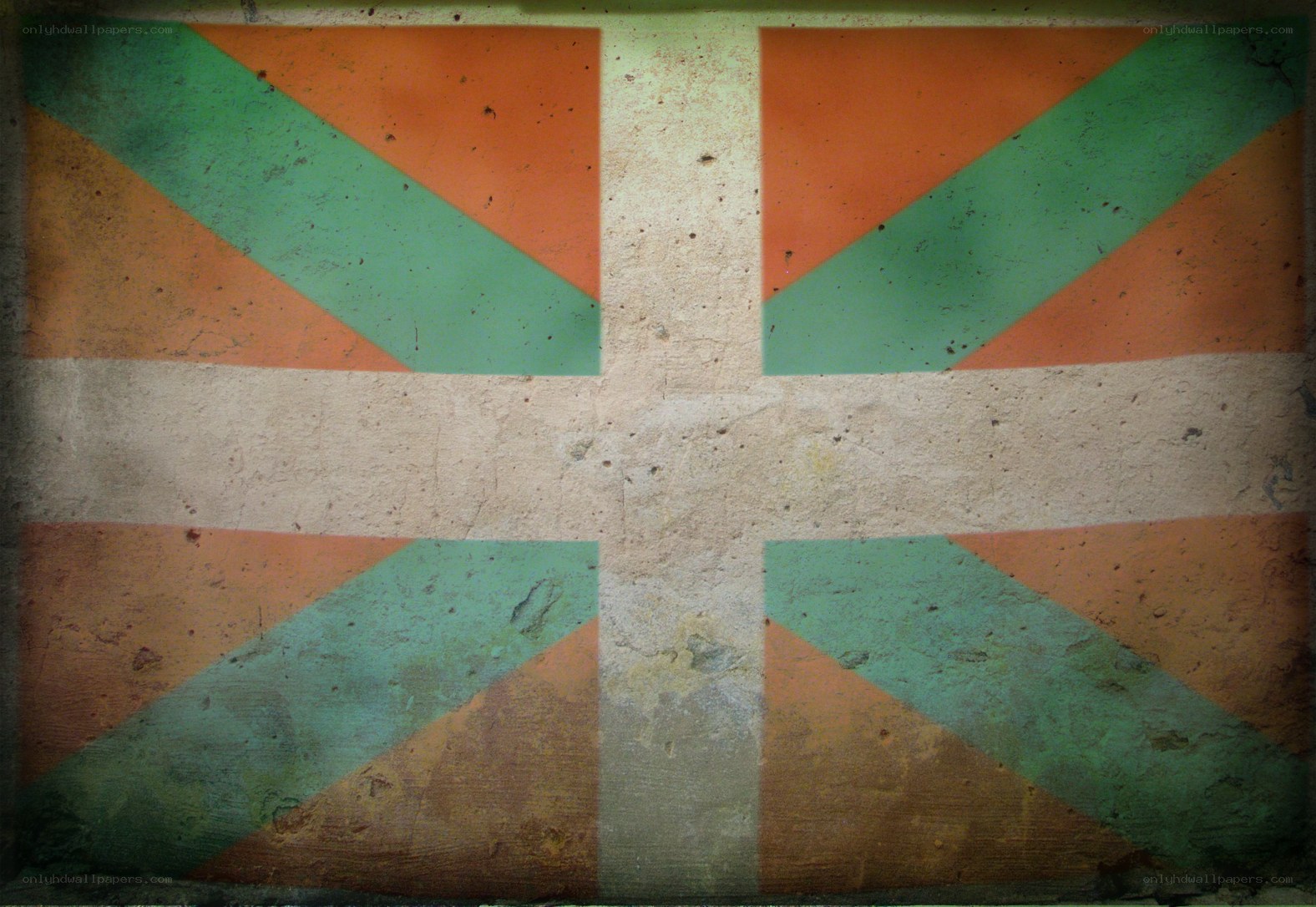 Basque flag on weathered wall