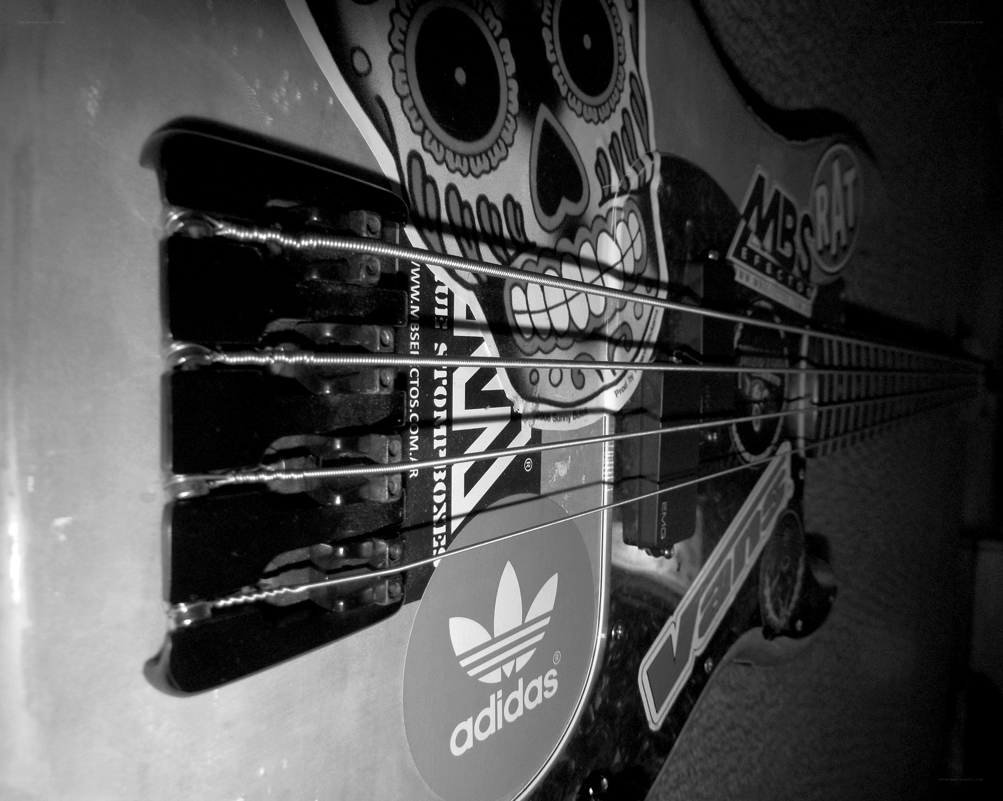 Bass guitar with skull design