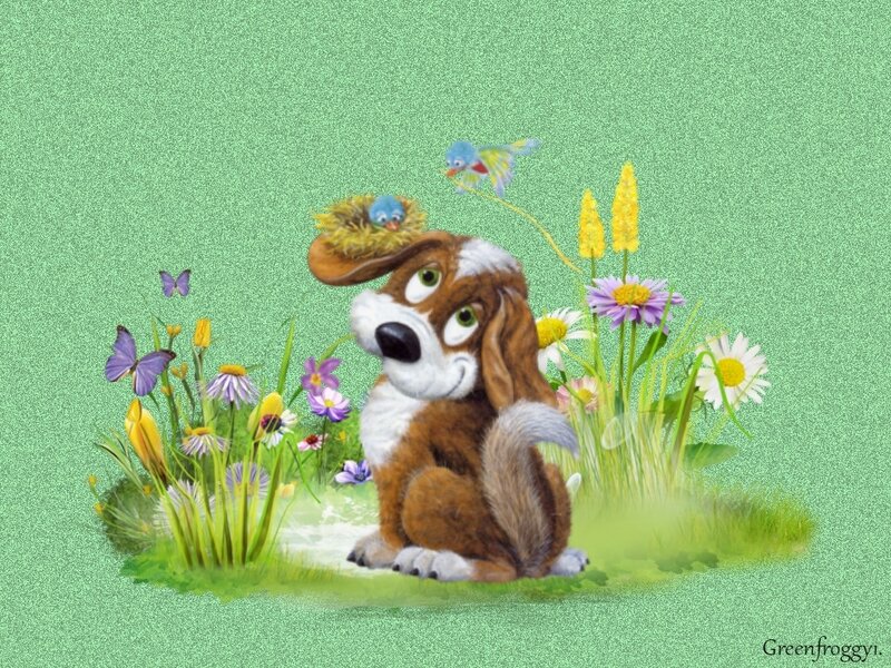 Basset Hound Puppy — Green, Peaceful