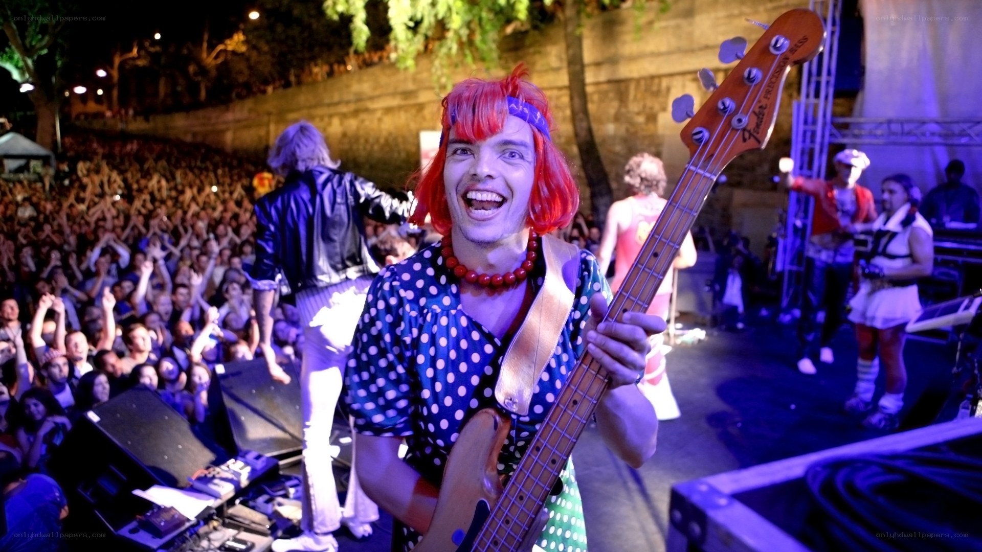 Bassist at outdoor concert