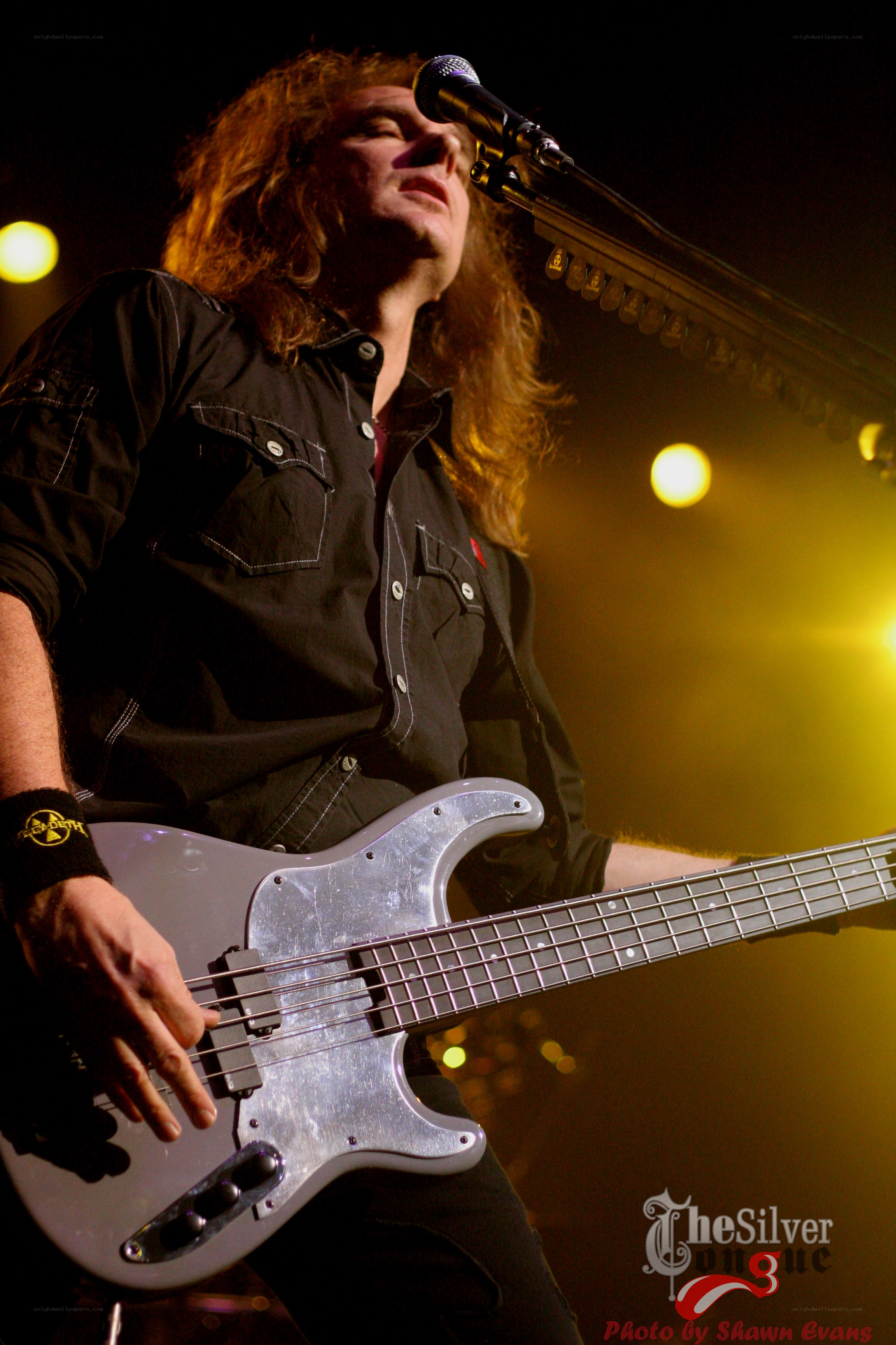 Bassist performing on stage