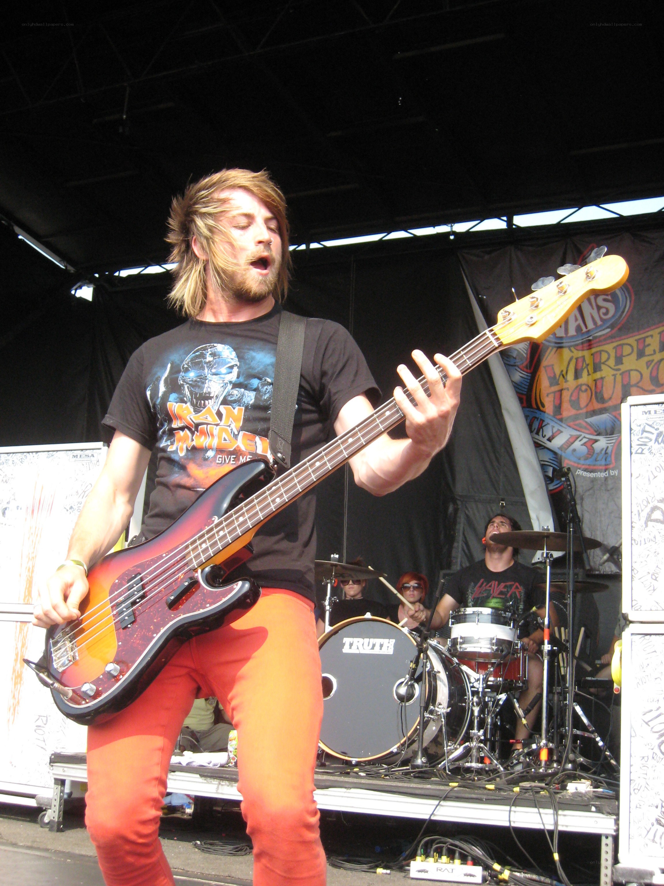 Bassist performing on stage