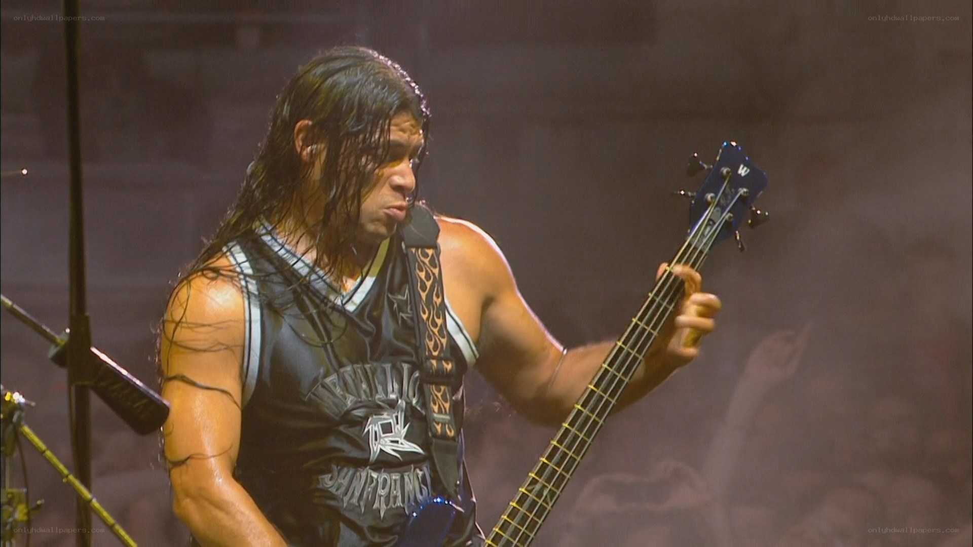 bassist performing on stage