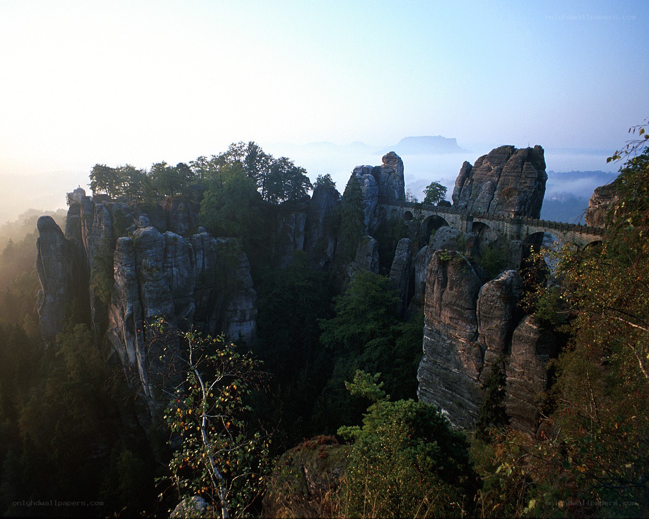 Bastei Bridge at dawn