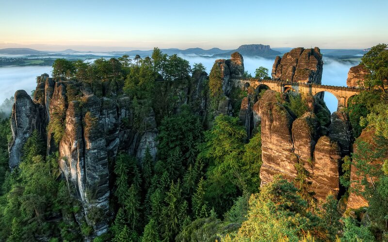Bastei Bridge at Sunrise — Green