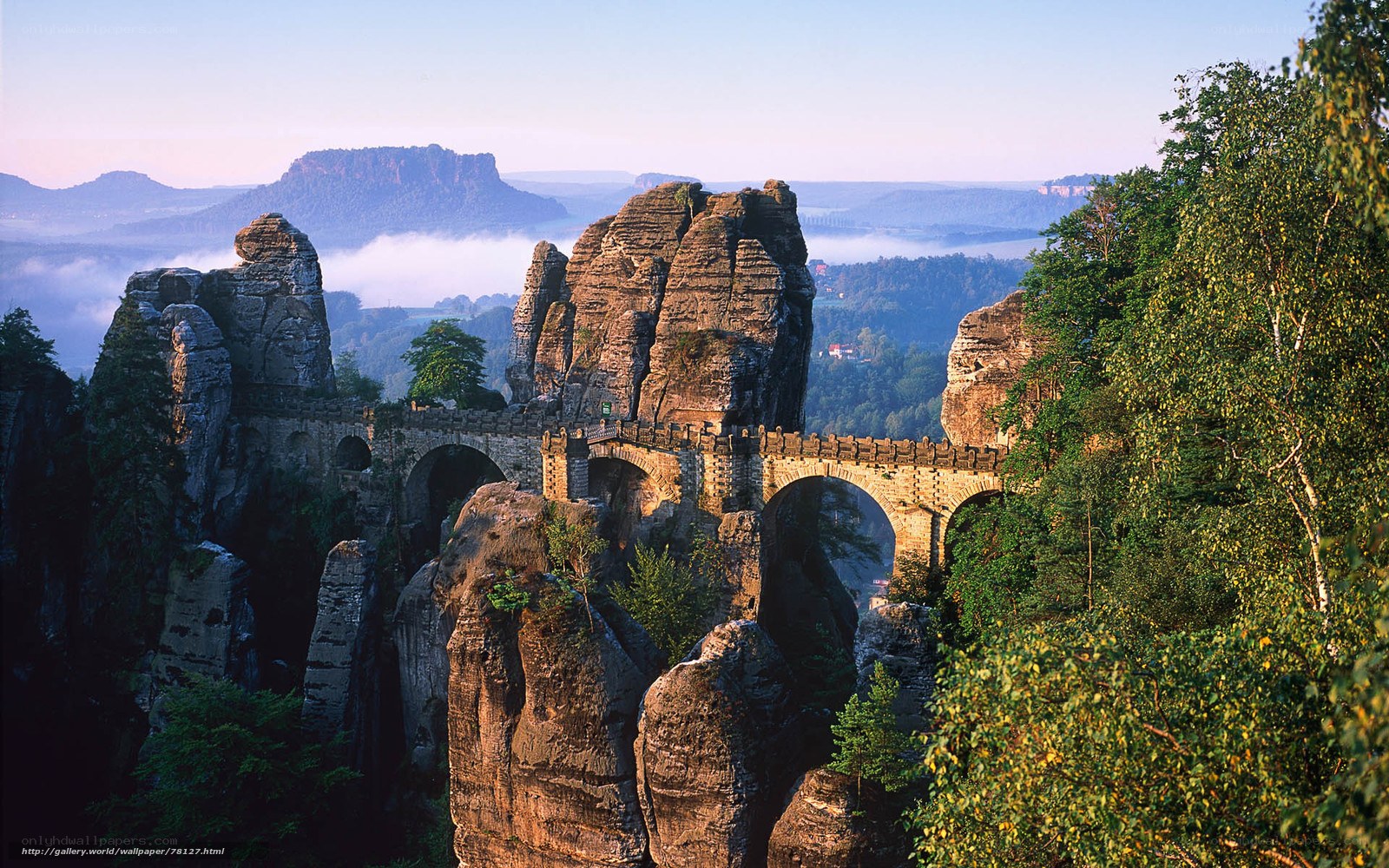 Bastei Bridge at sunrise