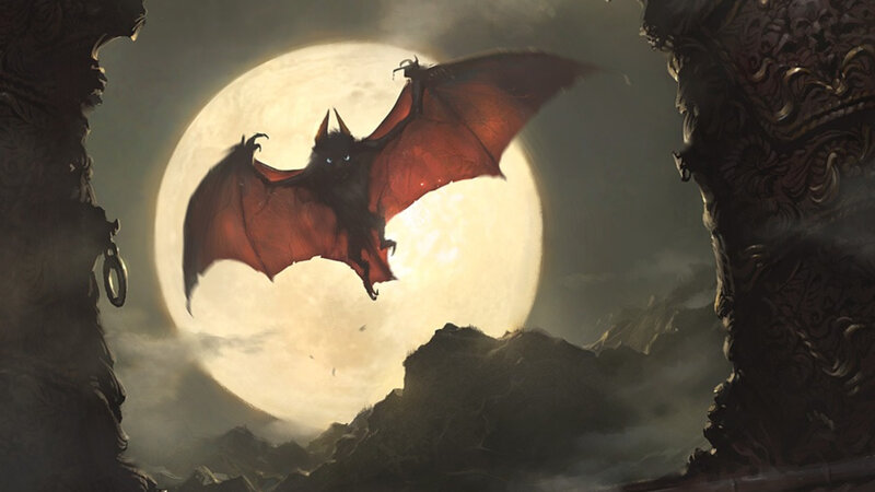 Bat Flying in Moonlight