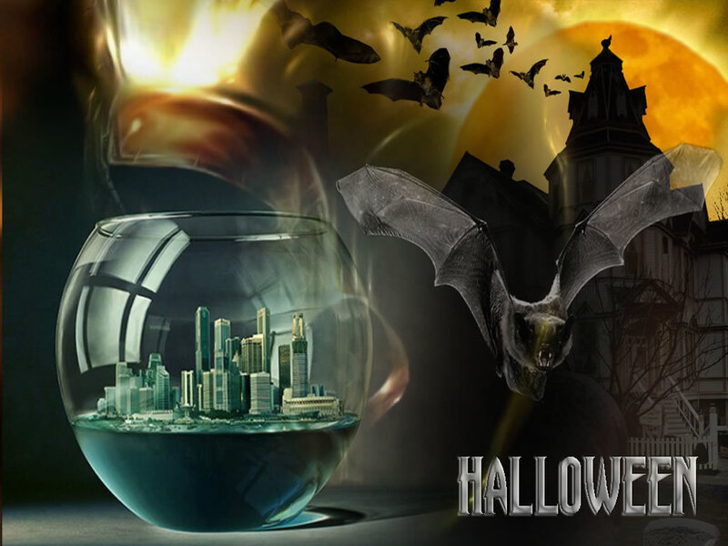 Bat Flying over City