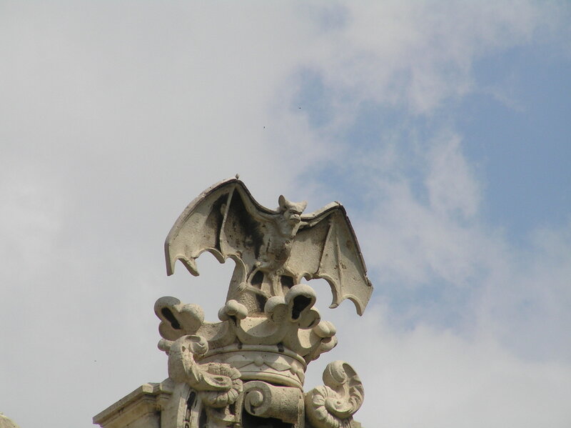 bat gargoyle on building