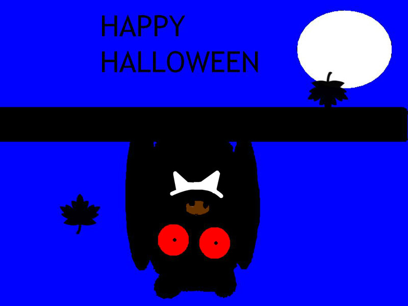 Bat Hanging Upside Down — Blue