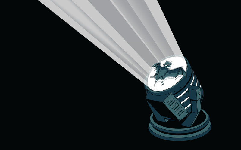 Bat in Spotlight — Black, Dramatic