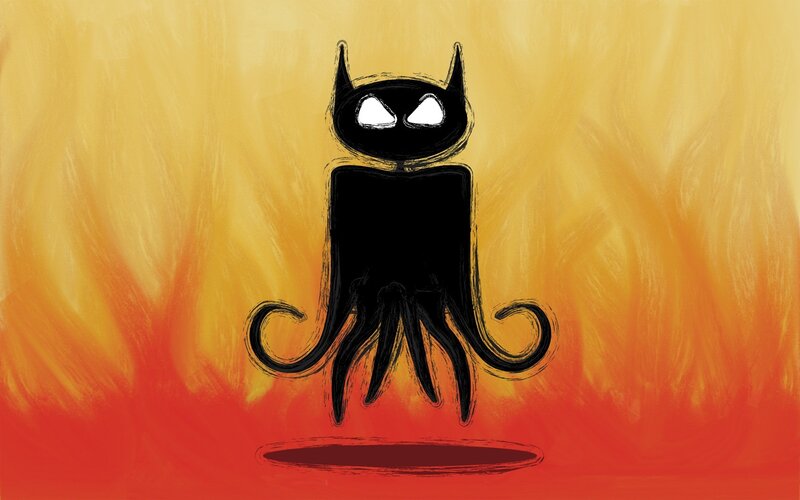 bat-octopus in fire