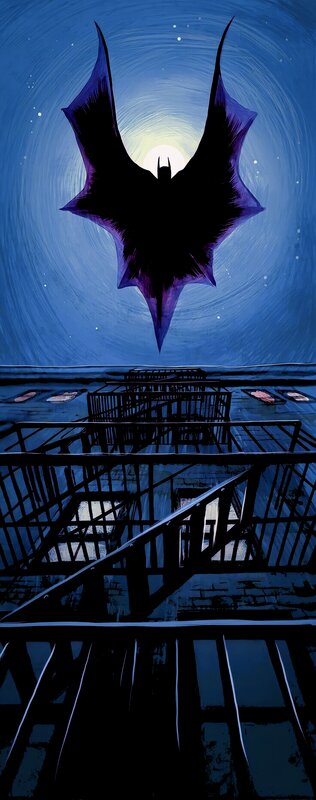 Bat Silhouette in Night Sky