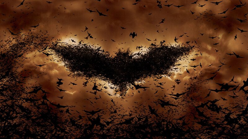 Bat swarm forming logo
