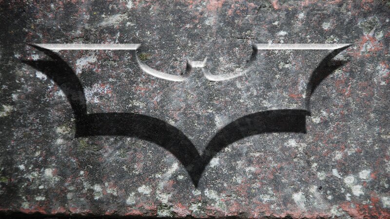 Bat Symbol Carved in Stone