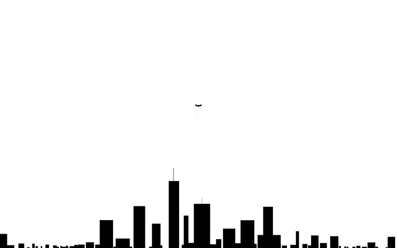 Bat Symbol Flying over City