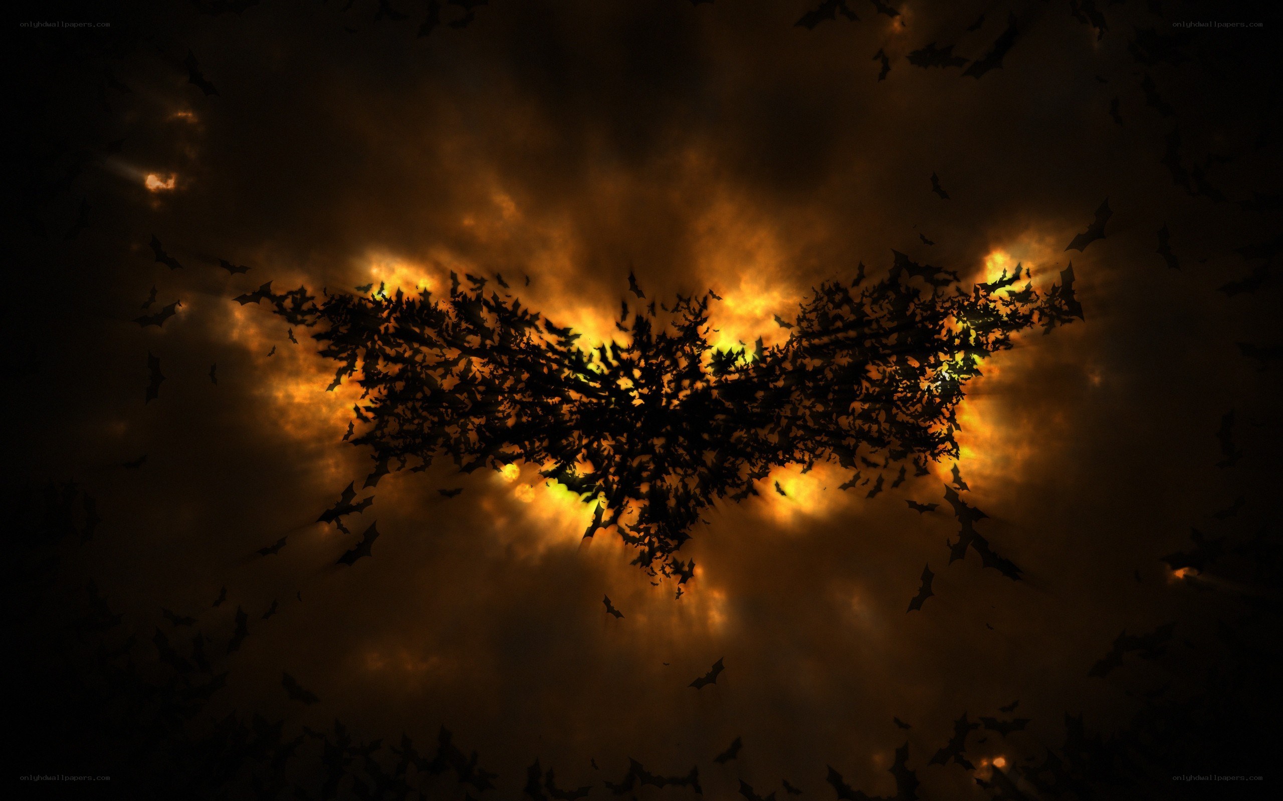 bat symbol in dark sky