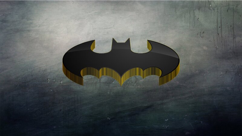 Bat Symbol Logo — Black, Dark, Digital Art, Grunge Background
