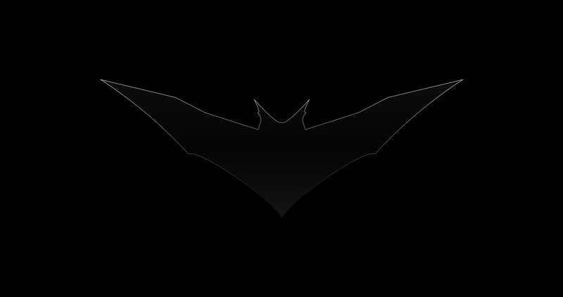 Bat Symbol Logo — Black, Dark, Vector Art, Outline