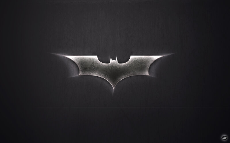 Bat Symbol Logo — Black, Dramatic, Digital Art, Dark Background