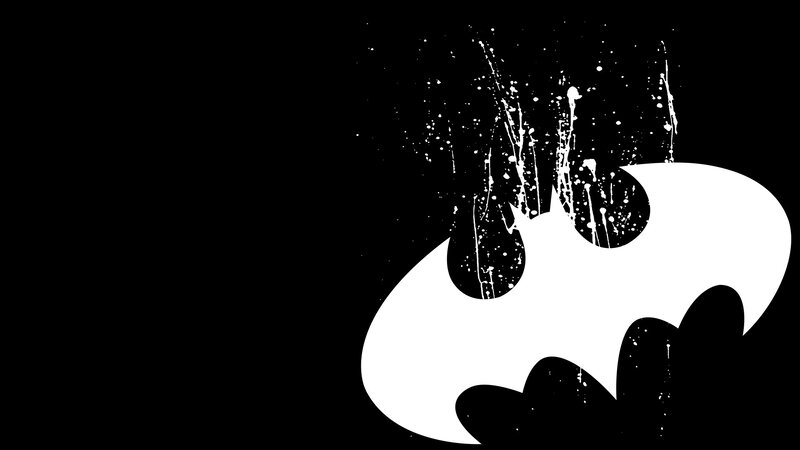 Bat Symbol Logo — Black, Dramatic, Digital Art, Splatter