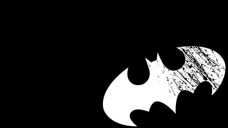 Bat Symbol Logo — Black, Minimalist, Vector Art, Splatter