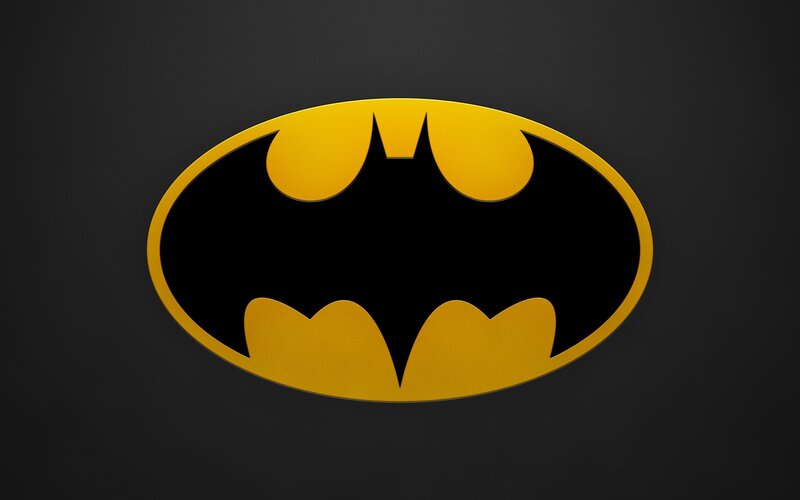 Bat Symbol Logo — Black, Minimalist, Vector Art, Yellow