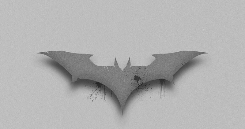Bat Symbol Logo — Gray, Dark, Digital Art