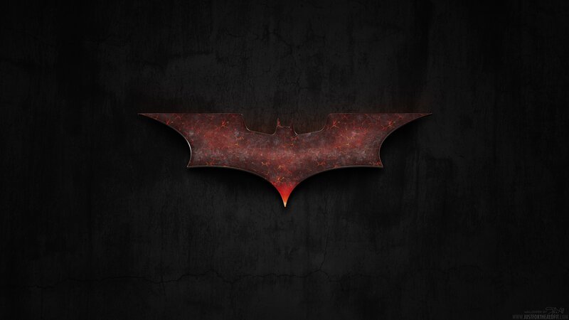 Bat Symbol on Wall — Black, Dark, Digital Art